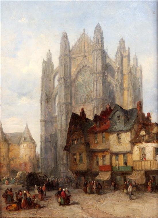 Lewis John Wood (1813-1901) Beau... view of a cathedral 15.5 x 11in.